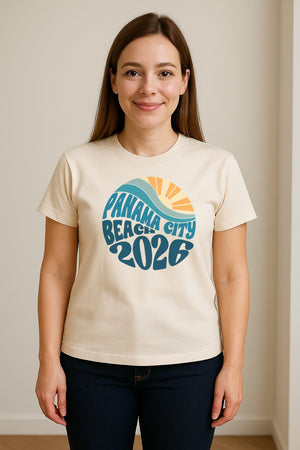 Panama City Beach 2026 T-Shirt, Retro Wave and Sun Vacation Tee for Family Trip Memories