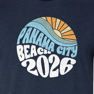 Panama City Beach 2026 T-Shirt, Retro Wave and Sun Vacation Tee for Family Trip Memories