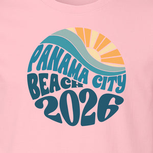 Panama City Beach 2026 T-Shirt, Retro Wave and Sun Vacation Tee for Family Trip Memories
