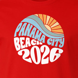 Panama City Beach 2026 T-Shirt, Retro Wave and Sun Vacation Tee for Family Trip Memories