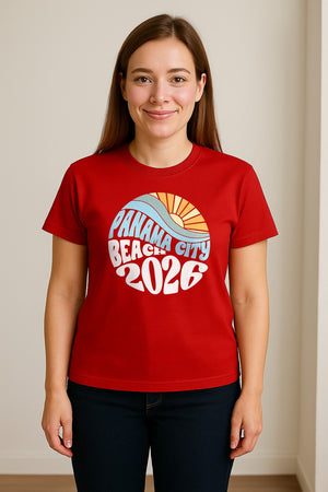 Panama City Beach 2026 T-Shirt, Retro Wave and Sun Vacation Tee for Family Trip Memories