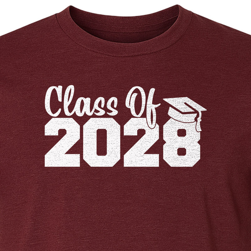 Class of 2028 T-Shirt, Graduation Cap Graphic Tee for Students, First Day of School and Senior Year Keepsake