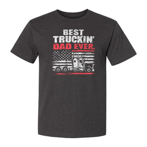 Truckin' Dad T-Shirt, Patriotic Semi Truck Design for Father's Day and Trucker Gifts