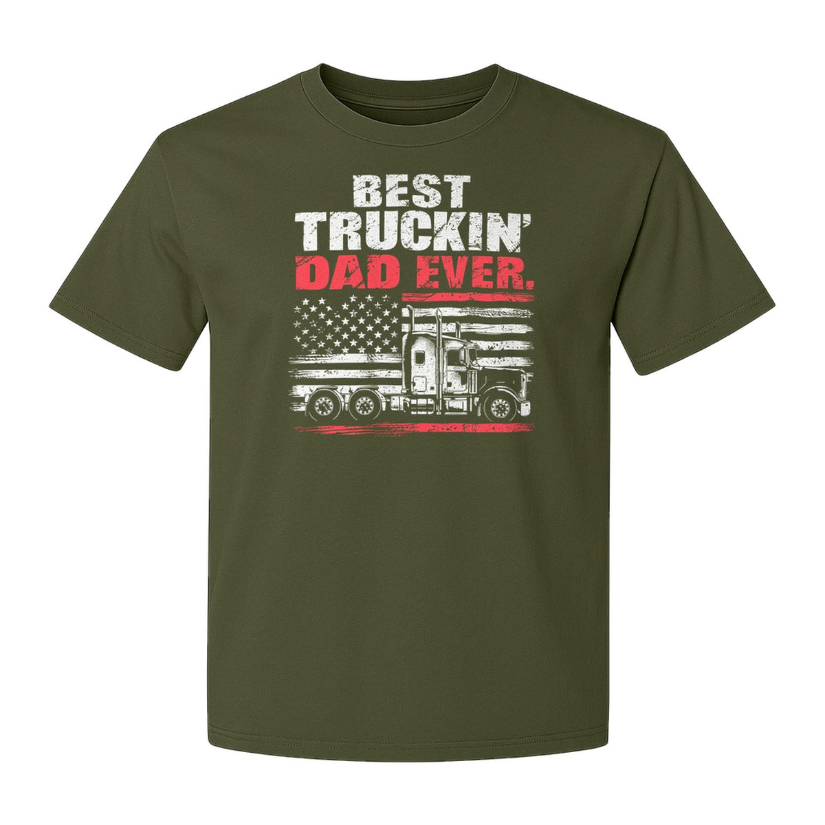 Truckin' Dad T-Shirt, Patriotic Semi Truck Design for Father's Day and Trucker Gifts