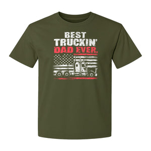Truckin' Dad T-Shirt, Patriotic Semi Truck Design for Father's Day and Trucker Gifts
