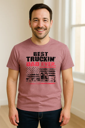 Truckin' Dad T-Shirt, Patriotic Semi Truck Design for Father's Day and Trucker Gifts