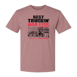 Truckin' Dad T-Shirt, Patriotic Semi Truck Design for Father's Day and Trucker Gifts