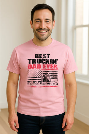 Truckin' Dad T-Shirt, Patriotic Semi Truck Design for Father's Day and Trucker Gifts