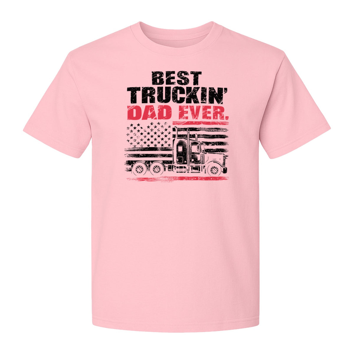 Truckin' Dad T-Shirt, Patriotic Semi Truck Design for Father's Day and Trucker Gifts