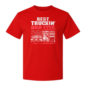 Truckin' Dad T-Shirt, Patriotic Semi Truck Design for Father's Day and Trucker Gifts