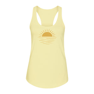 Retro Sun Horizon Women's Racerback Tank Top for Beach Days and Summer Vacations