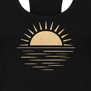 Retro Sun Horizon Women's Racerback Tank Top for Beach Days and Summer Vacations