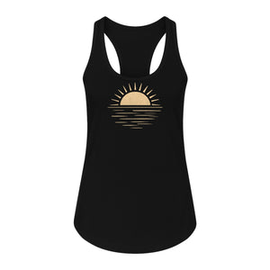 Retro Sun Horizon Women's Racerback Tank Top for Beach Days and Summer Vacations