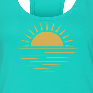 Retro Sun Horizon Women's Racerback Tank Top for Beach Days and Summer Vacations