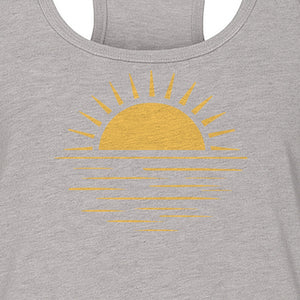 Retro Sun Horizon Women's Racerback Tank Top for Beach Days and Summer Vacations