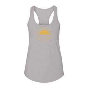 Retro Sun Horizon Women's Racerback Tank Top for Beach Days and Summer Vacations