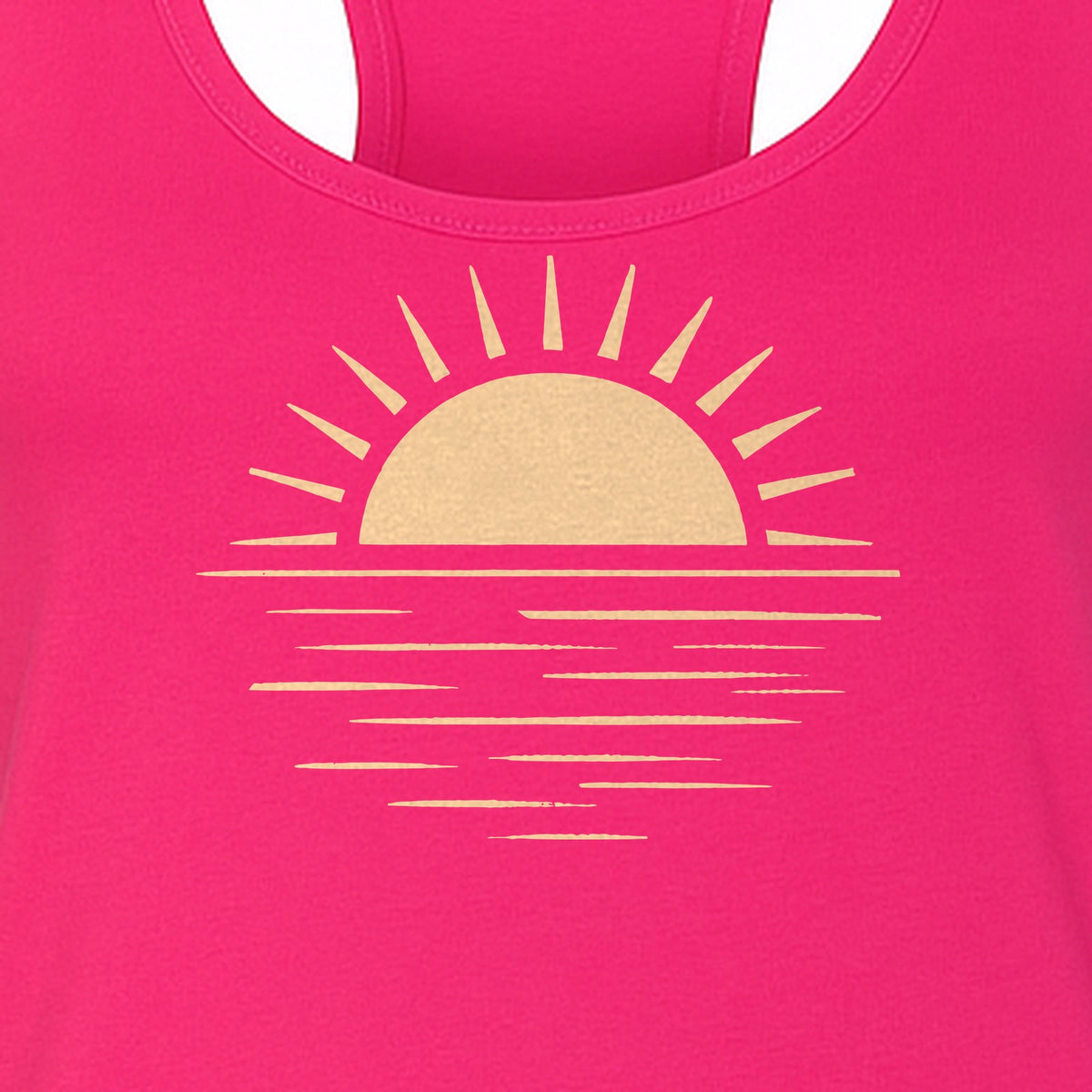 Retro Sun Horizon Women's Racerback Tank Top for Beach Days and Summer Vacations