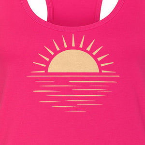 Retro Sun Horizon Women's Racerback Tank Top for Beach Days and Summer Vacations