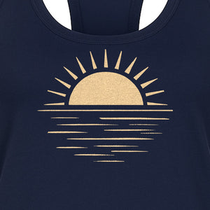 Retro Sun Horizon Women's Racerback Tank Top for Beach Days and Summer Vacations