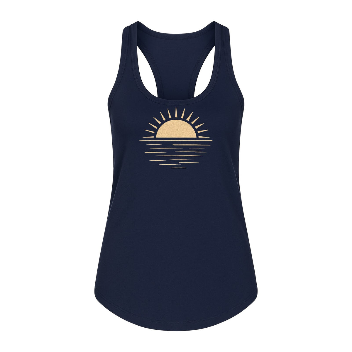 Retro Sun Horizon Women's Racerback Tank Top for Beach Days and Summer Vacations