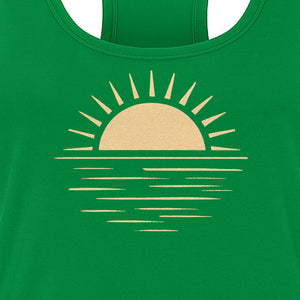Retro Sun Horizon Women's Racerback Tank Top for Beach Days and Summer Vacations