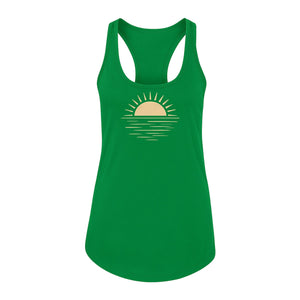 Retro Sun Horizon Women's Racerback Tank Top for Beach Days and Summer Vacations