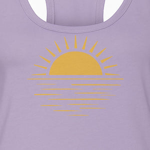 Retro Sun Horizon Women's Racerback Tank Top for Beach Days and Summer Vacations