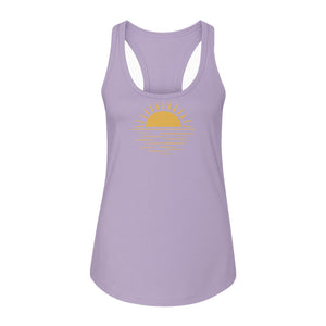 Retro Sun Horizon Women's Racerback Tank Top for Beach Days and Summer Vacations
