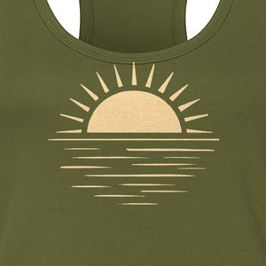 Retro Sun Horizon Women's Racerback Tank Top for Beach Days and Summer Vacations
