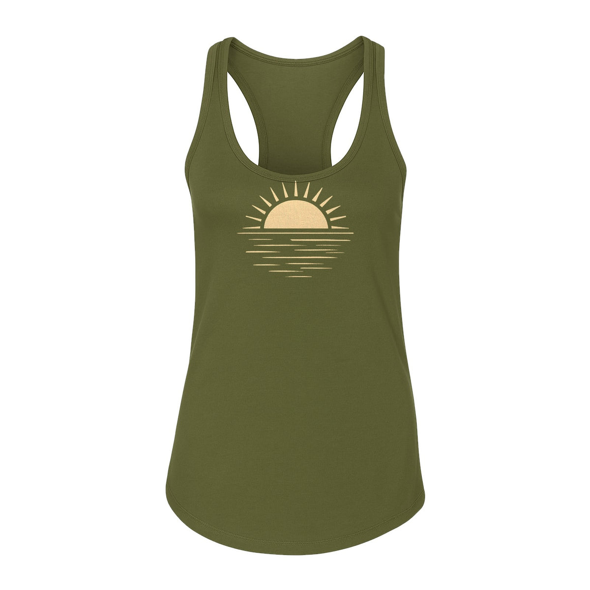 Retro Sun Horizon Women's Racerback Tank Top for Beach Days and Summer Vacations
