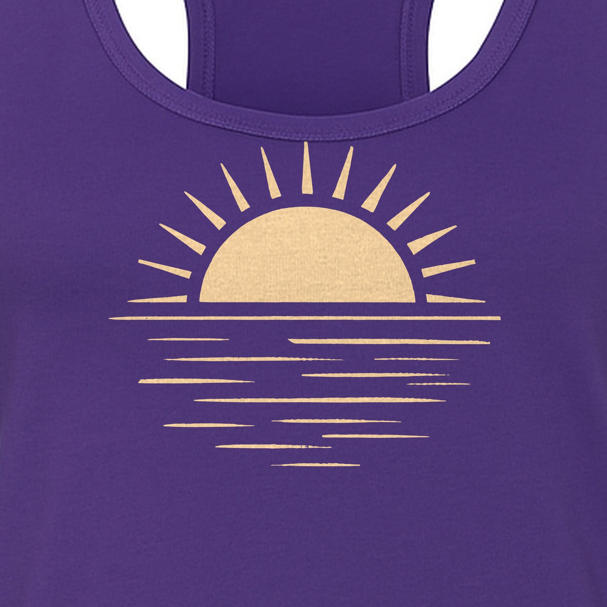 Retro Sun Horizon Women's Racerback Tank Top for Beach Days and Summer Vacations