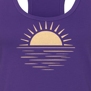Retro Sun Horizon Women's Racerback Tank Top for Beach Days and Summer Vacations