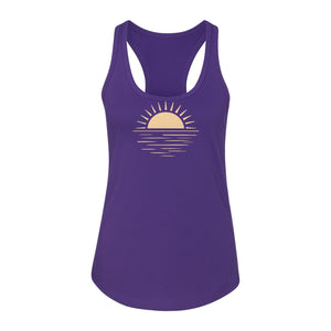 Retro Sun Horizon Women's Racerback Tank Top for Beach Days and Summer Vacations