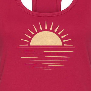 Retro Sun Horizon Women's Racerback Tank Top for Beach Days and Summer Vacations