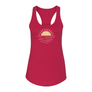 Retro Sun Horizon Women's Racerback Tank Top for Beach Days and Summer Vacations