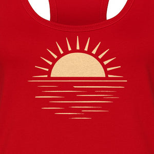 Retro Sun Horizon Women's Racerback Tank Top for Beach Days and Summer Vacations