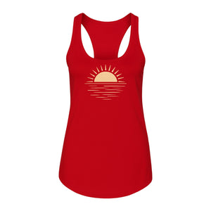 Retro Sun Horizon Women's Racerback Tank Top for Beach Days and Summer Vacations