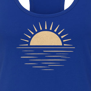Retro Sun Horizon Women's Racerback Tank Top for Beach Days and Summer Vacations