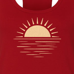 Retro Sun Horizon Women's Racerback Tank Top for Beach Days and Summer Vacations