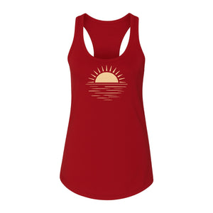 Retro Sun Horizon Women's Racerback Tank Top for Beach Days and Summer Vacations