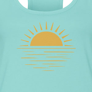 Retro Sun Horizon Women's Racerback Tank Top for Beach Days and Summer Vacations