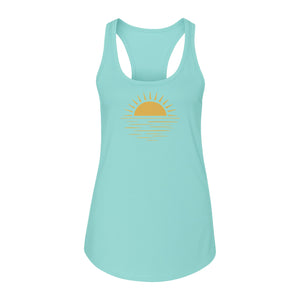 Retro Sun Horizon Women's Racerback Tank Top for Beach Days and Summer Vacations