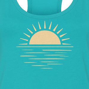 Retro Sun Horizon Women's Racerback Tank Top for Beach Days and Summer Vacations