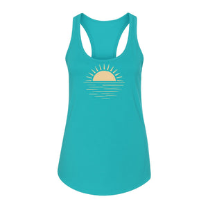 Retro Sun Horizon Women's Racerback Tank Top for Beach Days and Summer Vacations