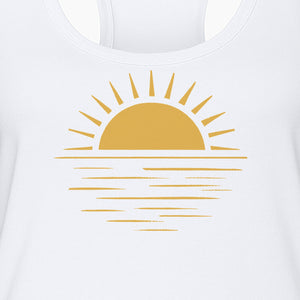 Retro Sun Horizon Women's Racerback Tank Top for Beach Days and Summer Vacations