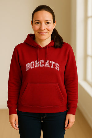 Bobcats Hoodie, Retro Varsity Arch Mascot Pullover for School Spirit and Game Day