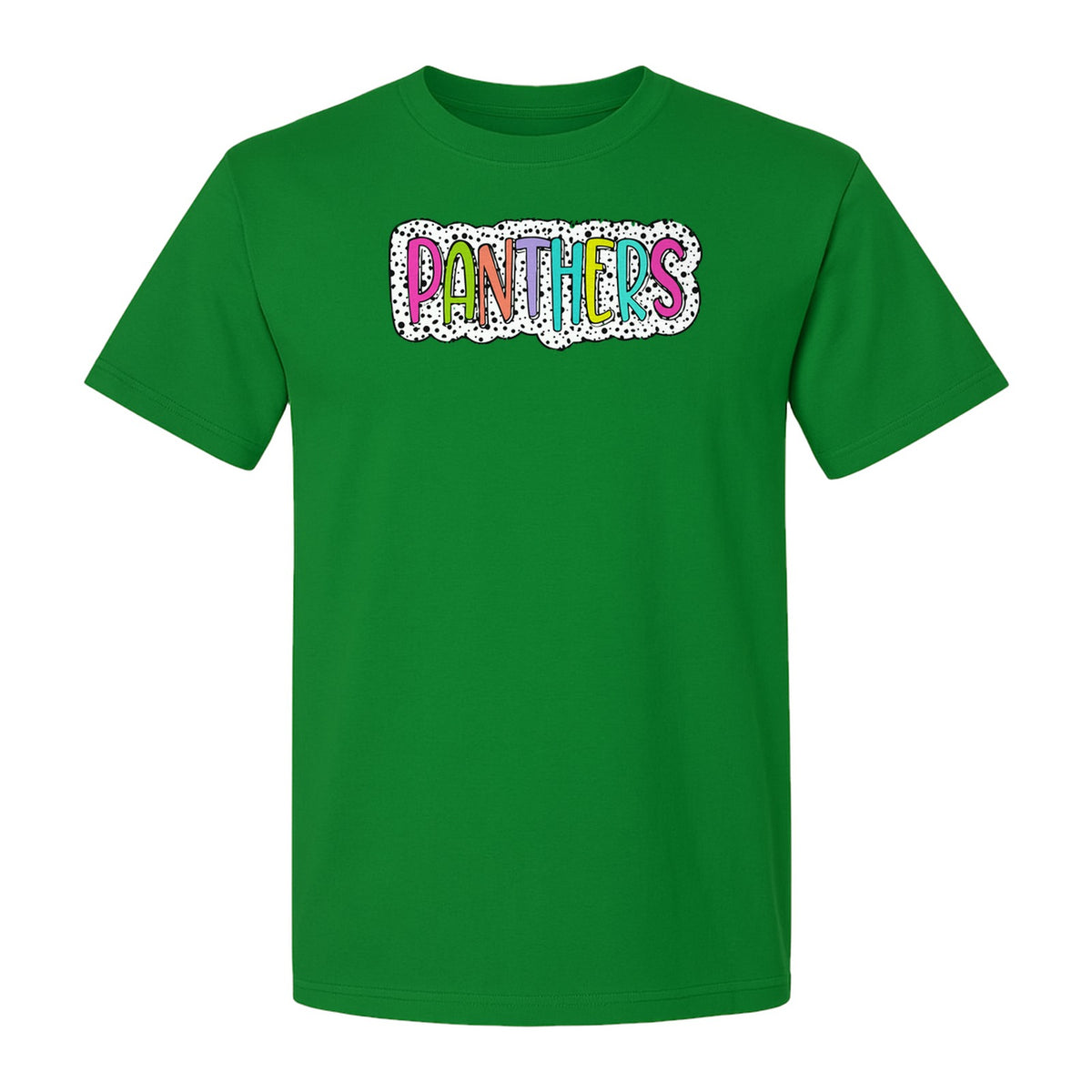 Panthers T-Shirt, Retro Polka Dot Mascot Design for School Spirit Fans and Cheer Events