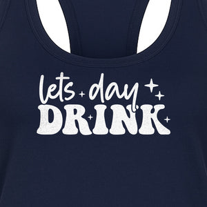 Let's Day Drink Women's Racerback Tank Top, Script Graphic for Girls Trips, Beach Days and Summer Parties