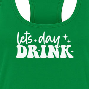 Let's Day Drink Women's Racerback Tank Top, Script Graphic for Girls Trips, Beach Days and Summer Parties