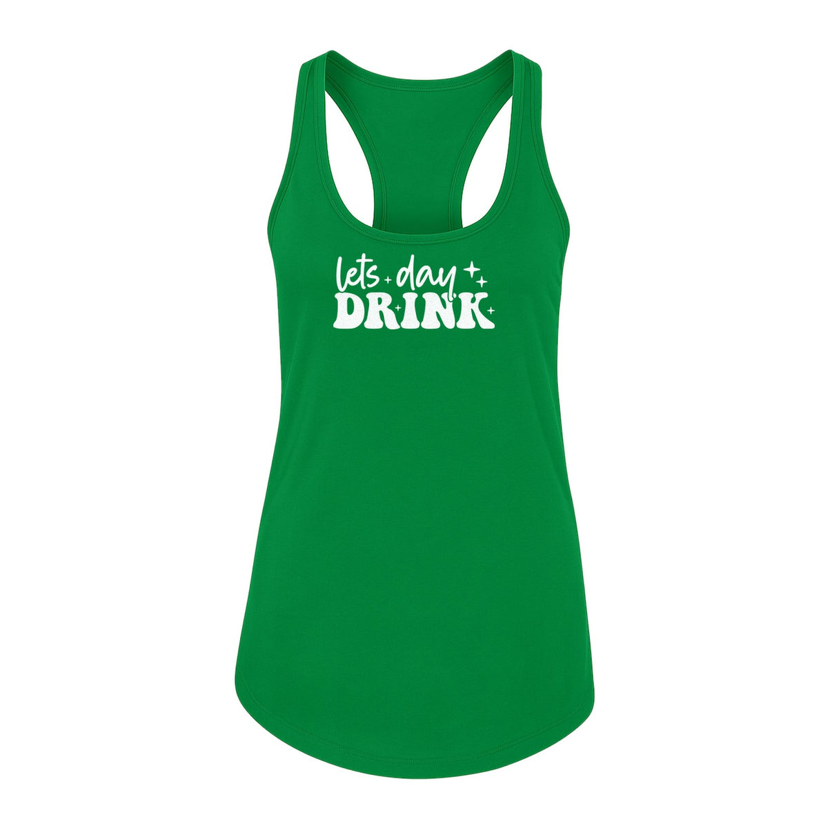 Let's Day Drink Women's Racerback Tank Top, Script Graphic for Girls Trips, Beach Days and Summer Parties